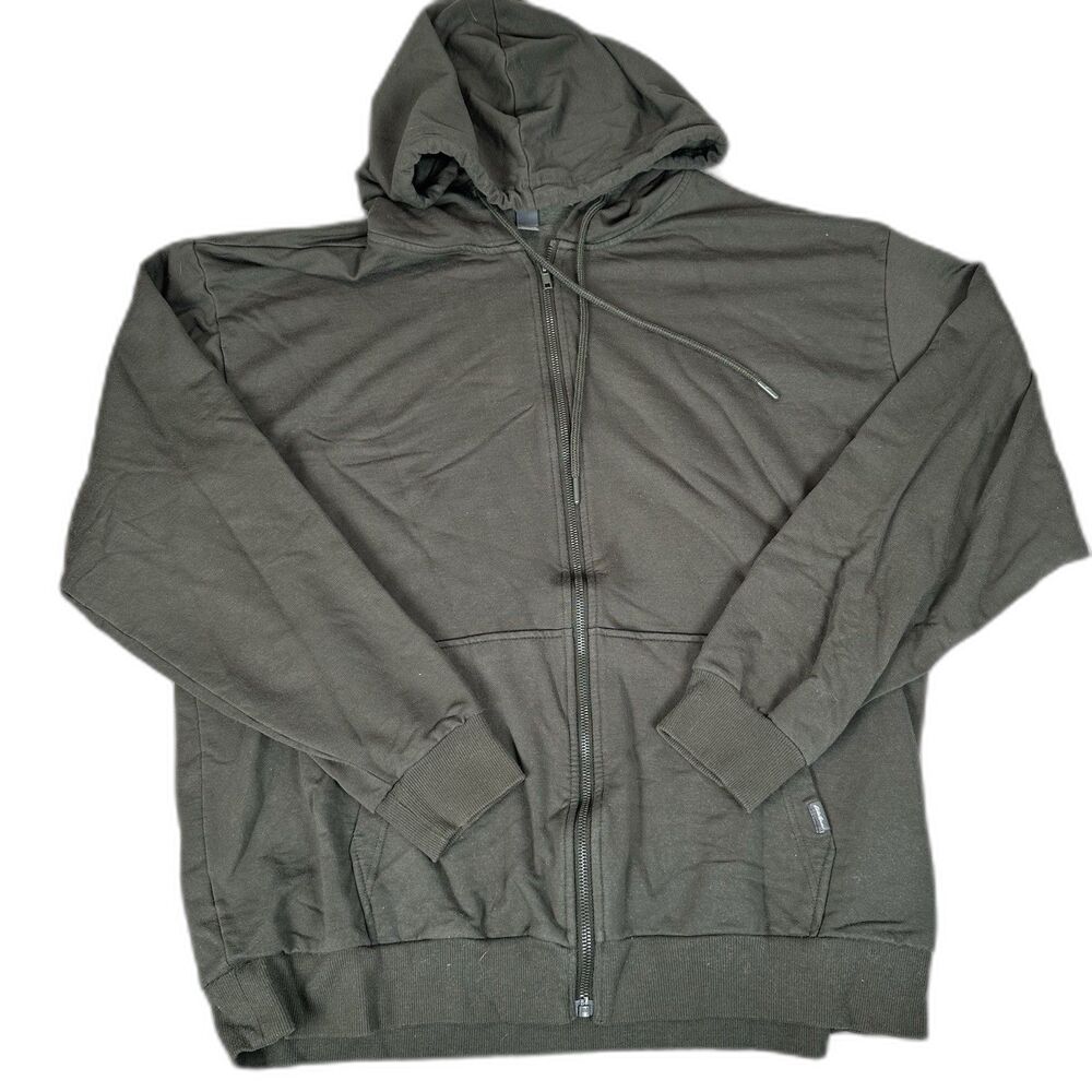 Eddie Bauer Hoodie Sweatshirt Mens XL Green Full Zip Fleece Outdoor Hiking